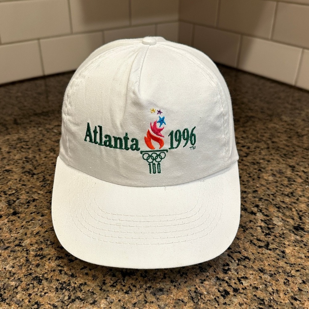 Vtg Logo 7 Atlanta 1996 Olympics Hat White Adjustable Snapback